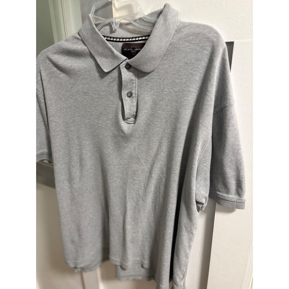 Black Brown 1826 Mens Grey Short Sleeve Pique Polo Shirt Size‎ Large Classic Fit